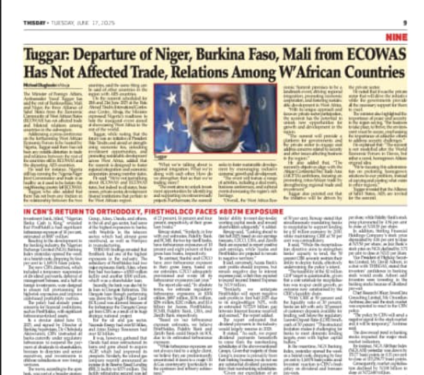 Tuggar: Departure of Niger, Burkina Faso, Mali from ECOWAS Has Not Affected Trade, Relations Among W’ African Countries